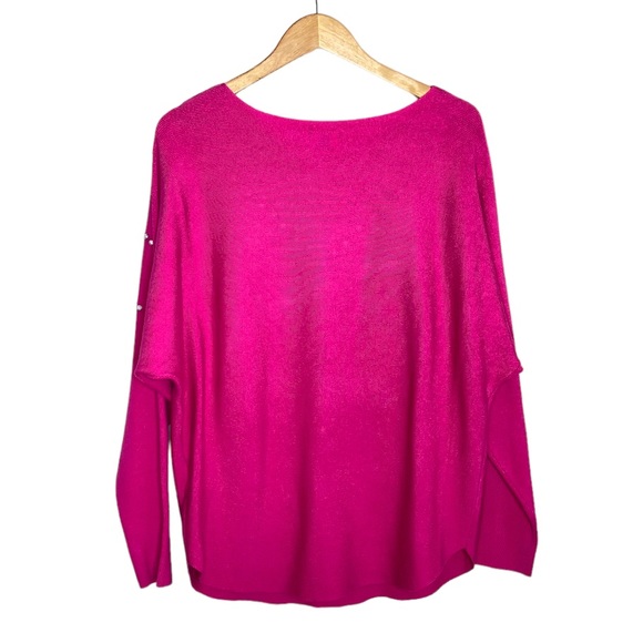 ✨NWT Sioni Vila Milano Hot Pink Bead Embellished Sweater Top Large Barbiecore - Picture 7 of 9